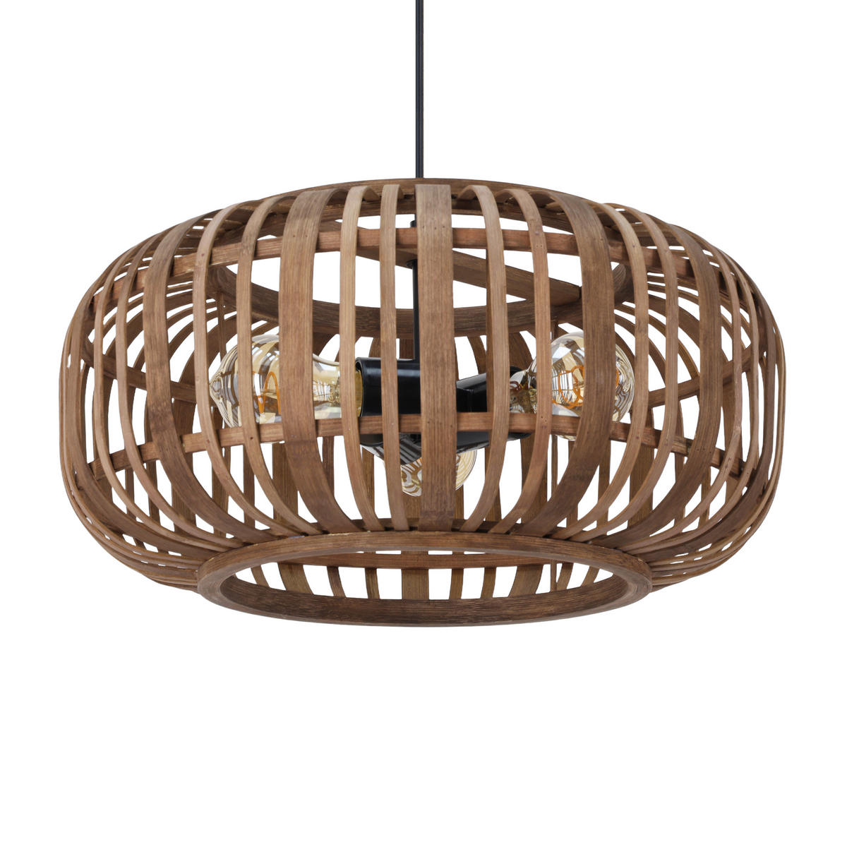 HÄNGELEUCHTE Vinkovci 40/120 cm  - Schwarz/Naturfarben, Design, Naturmaterialien/Metall (40/120cm) - Marama