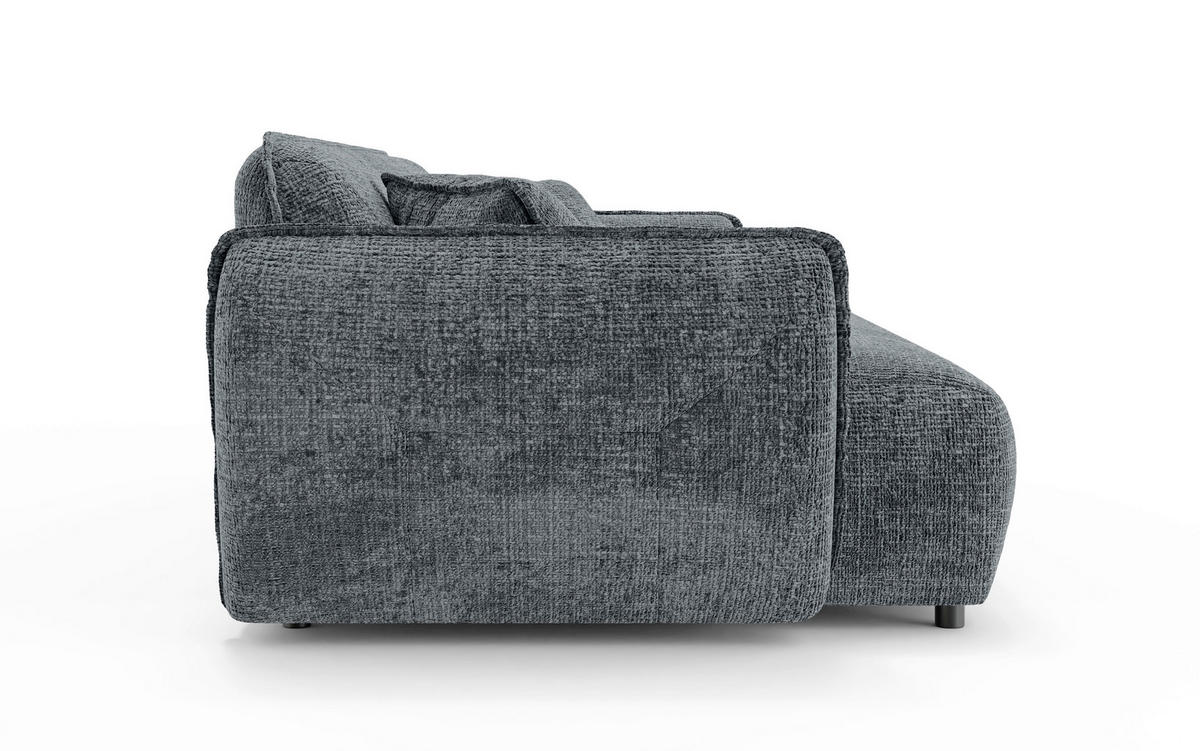 VIERSITZER-SOFA Nelia Chenille Dunkelgrau  - Dunkelgrau/Schwarz, Design, Kunststoff/Textil (250/81/114cm) - P & B