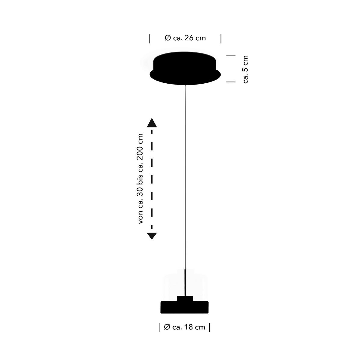 LED-HÄNGELEUCHTE 18/30-200 cm  - Anthrazit, KONVENTIONELL, Metall (18/30-200cm) - Hell