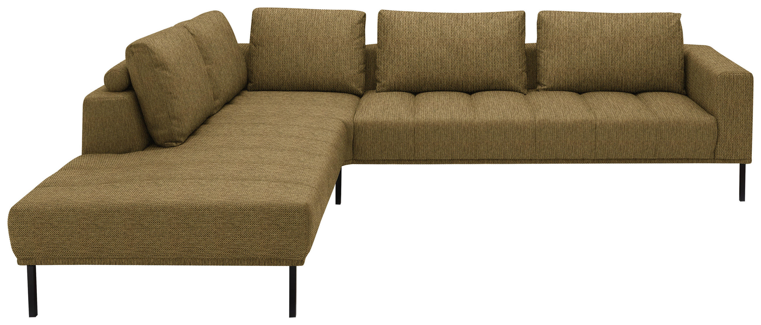 ECKSOFA Flachgewebe Messingfarben  - Messingfarben/Schwarz, Design, Textil/Metall (270/308cm) - Pure Home Lifestyle