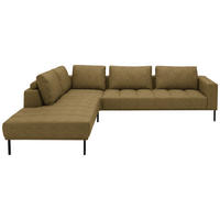 ECKSOFA Flachgewebe Messingfarben  - Messingfarben/Schwarz, Design, Textil/Metall (270/308cm) - Pure Home Lifestyle