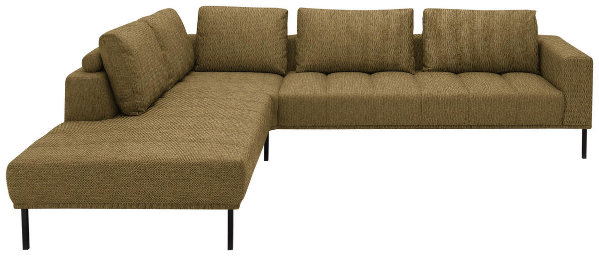 ECKSOFA Flachgewebe Messingfarben  - Messingfarben/Schwarz, Design, Textil/Metall (270/308cm) - Pure Home Lifestyle