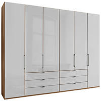 DREHTÜRENSCHRANK Weiss, Eiche Bianco  - Schieferfarben/Weiss, Konventionell, Glas/Holzwerkstoff (300/236/58cm) - Dieter Knoll