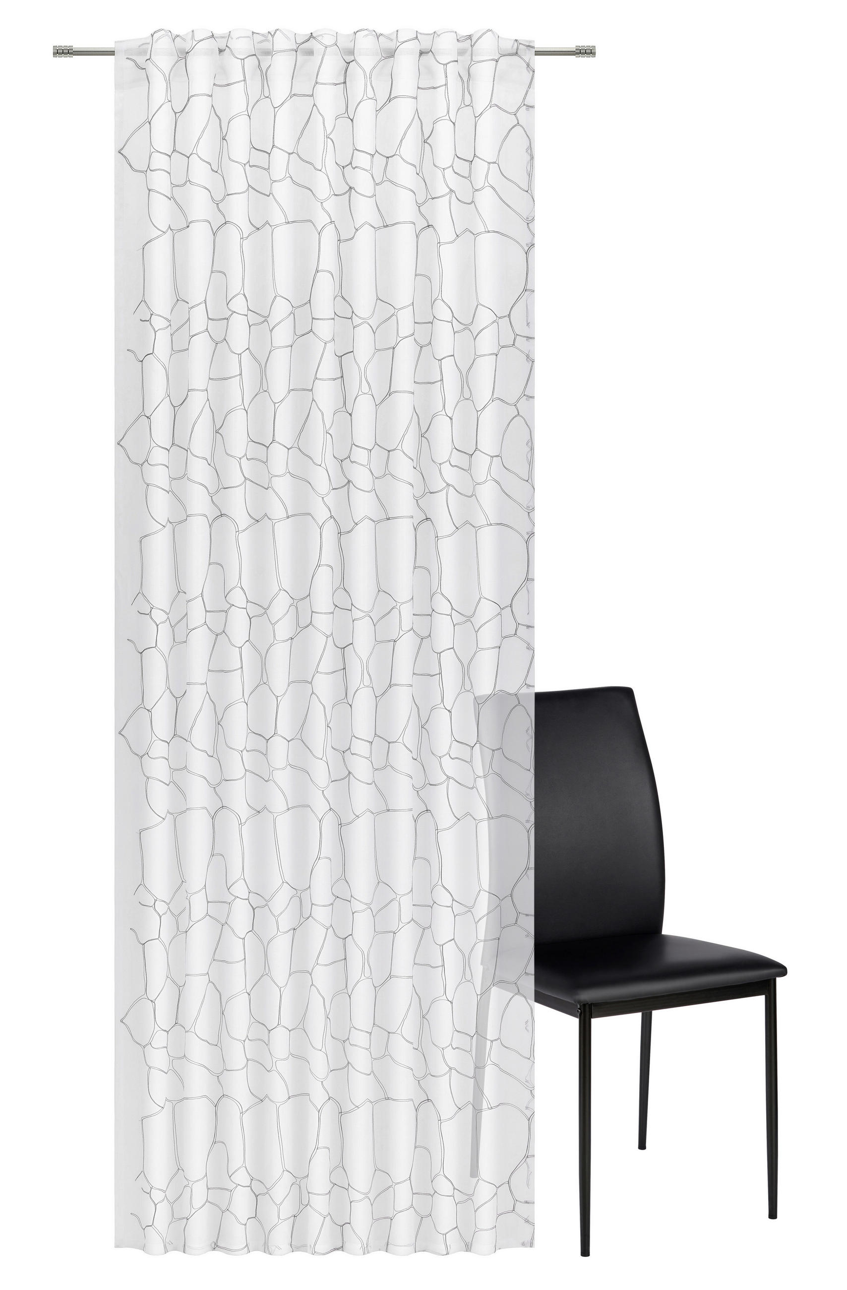 FERTIGVORHANG  halbtransparent  140/245 cm  2 Stück  - Weiß/Grau, Design, Textil (140/245cm) - Esposa