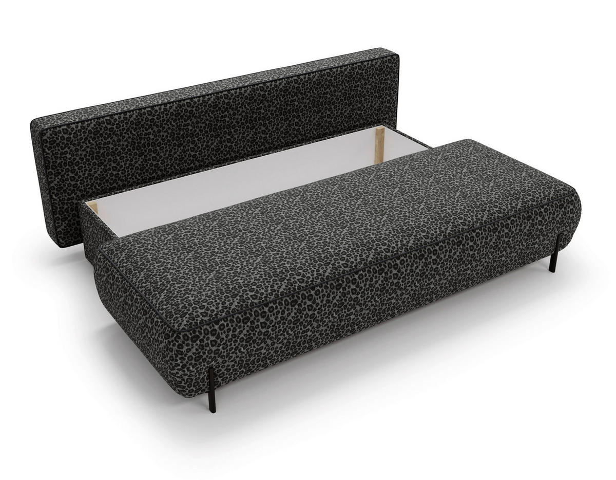 SCHLAFSOFA Jacquard Dunkelgrau Stoffauswahl, Rücken echt  - Dunkelgrau/Schwarz, Design, Textil/Metall (212/90/95cm) - Livetastic
