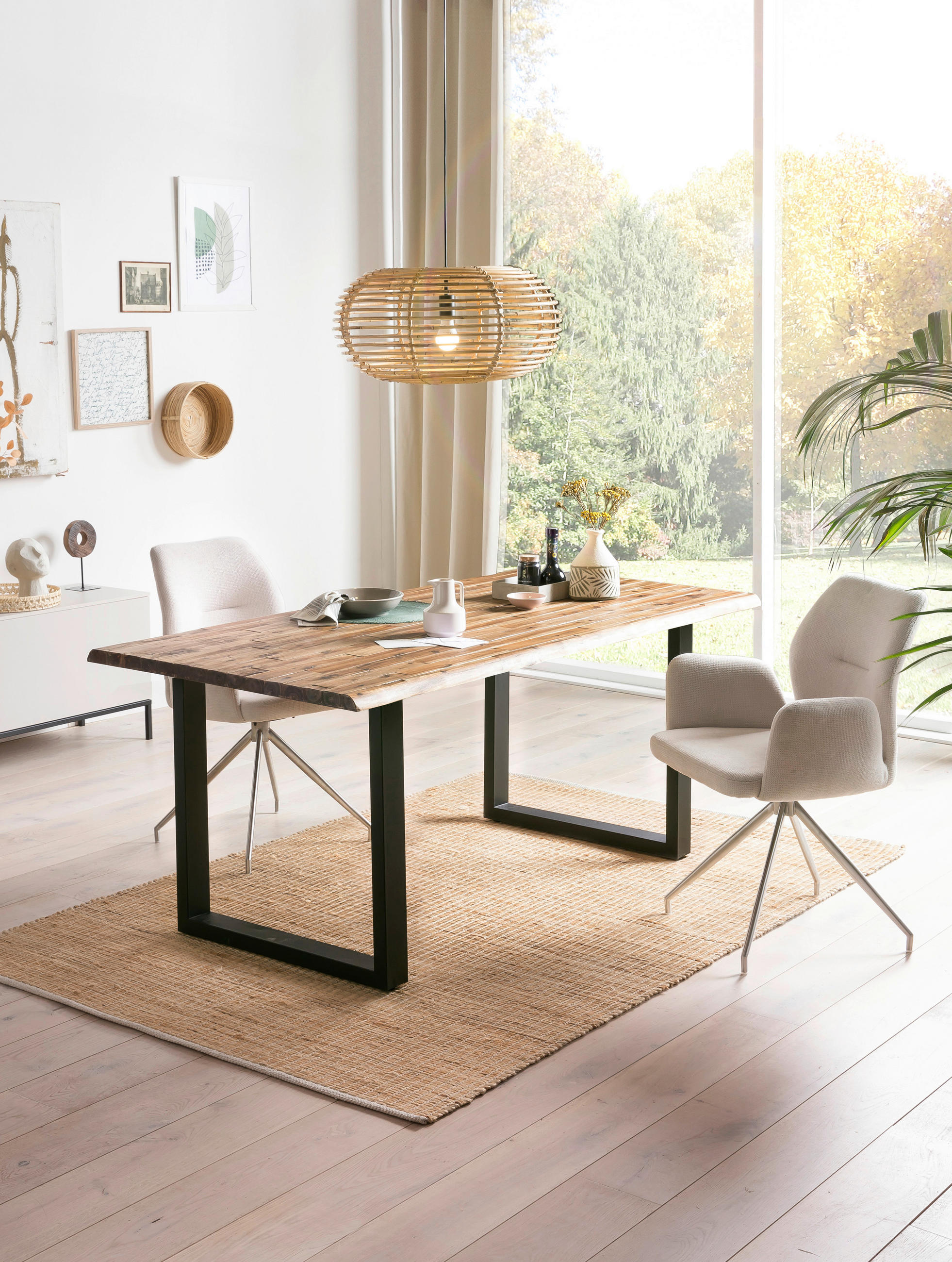 ESSTISCH in Holz 180/90/75 cm   - Schwarz/Naturfarben, MODERN, Holz/Metall (180/90/75cm) - Livetastic