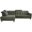 ECKSOFA in Webstoff Grün  216/302 cm  - Schwarz/Grün, Design, Holz/Textil (216/302cm) - Xora