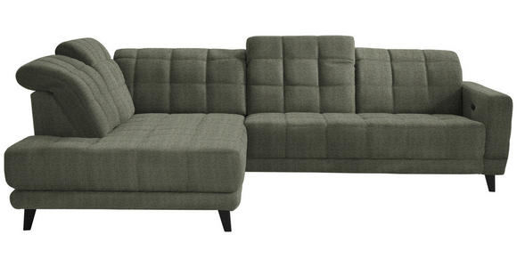 ECKSOFA in Webstoff Grün  216/302 cm  - Schwarz/Grün, Design, Holz/Textil (216/302cm) - Xora