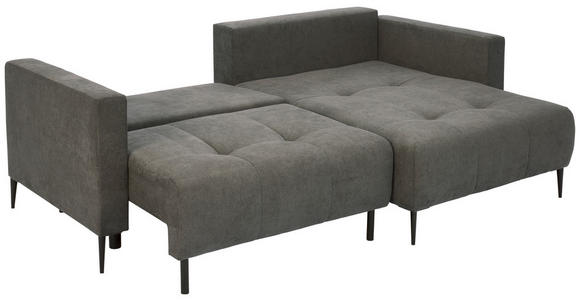 ECKSOFA in Velours Schlammfarben  - Schlammfarben/Schwarz, KONVENTIONELL, Textil/Metall (226/155cm) - Carryhome