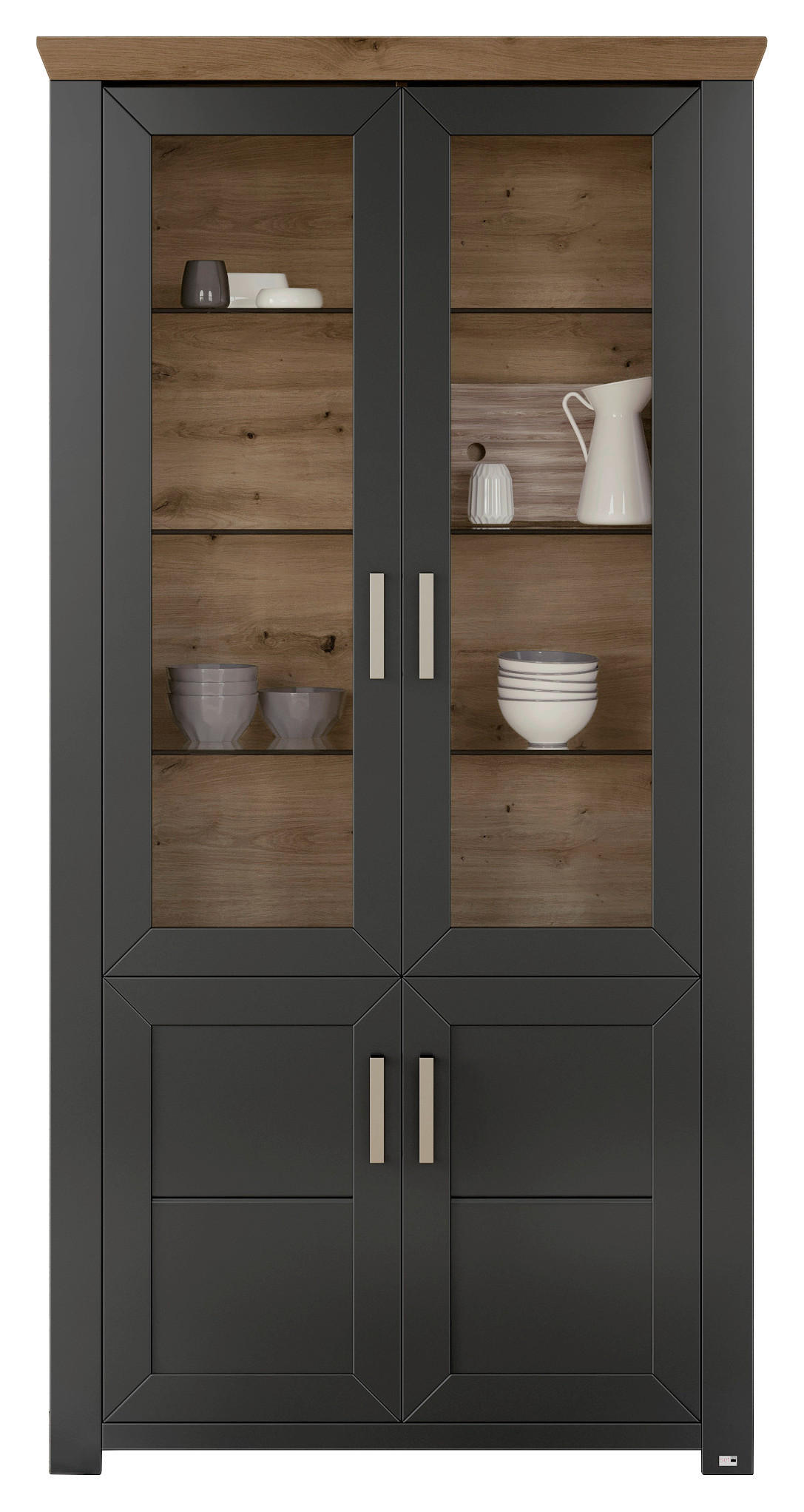 VITRINE in Graphitfarben, Eiche Artisan  - Graphitfarben/Eiche Artisan, Design, Glas/Holzwerkstoff (104,5/206,6/42,2cm) - SetOne by Musterring