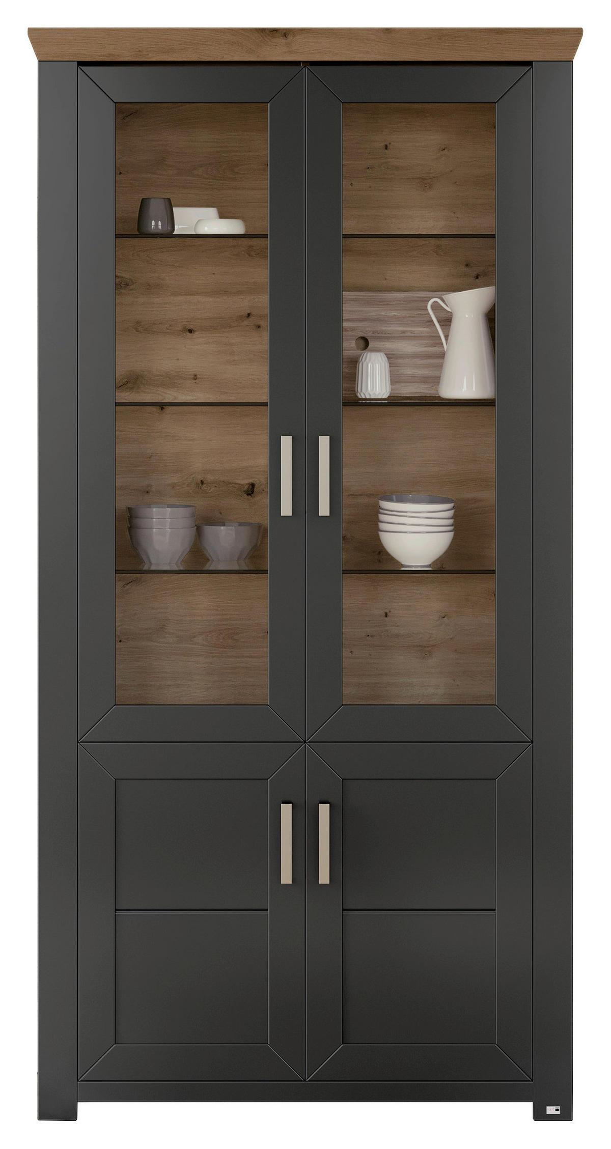 VITRINE in Graphitfarben, Eiche Artisan  - Graphitfarben/Eiche Artisan, Design, Glas/Holzwerkstoff (104,5/206,6/42,2cm) - SetOne by Musterring
