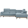 ECKSOFA  in Webstoff Hellblau Bettkasten, Schlaffunktion, Kopfteilverstellung  282/226 cm  - Schwarz/Hellblau, Natur, Holz/Textil (282/226cm) - Novel