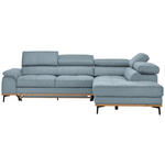 ECKSOFA  in Webstoff Hellblau  282/226 cm  - Schwarz/Hellblau, Natur, Holz/Textil (282/226cm) - Novel