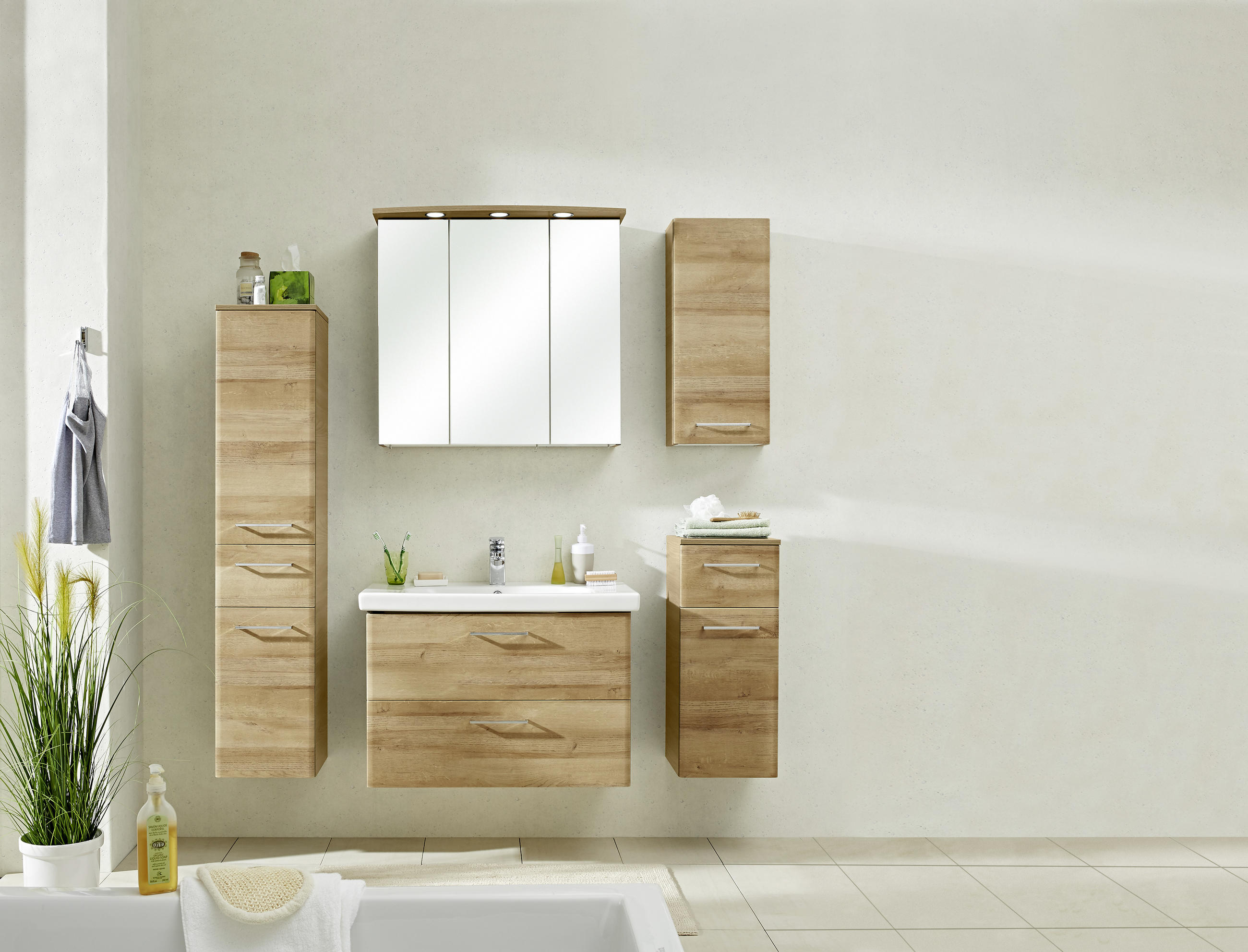 SPIEGELSCHRANK 75/72/20 cm - Chromfarben/Eichefarben, Konventionell, Glas/Holzwerkstoff (75/72/20cm) - Xora