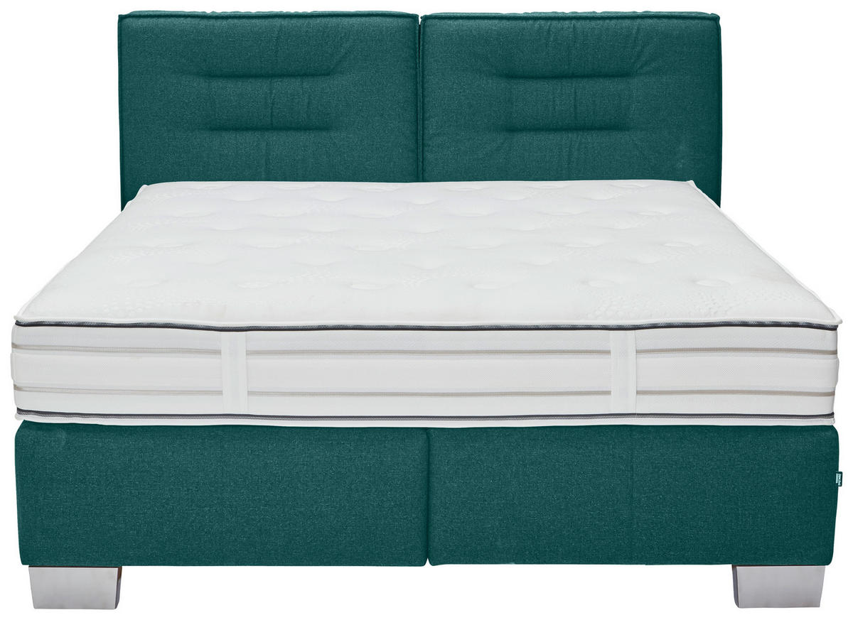 BOXSPRINGBETT 180/200 cm  in Petrol  - Chromfarben/Petrol, KONVENTIONELL, Textil (180/200cm) - Dieter Knoll