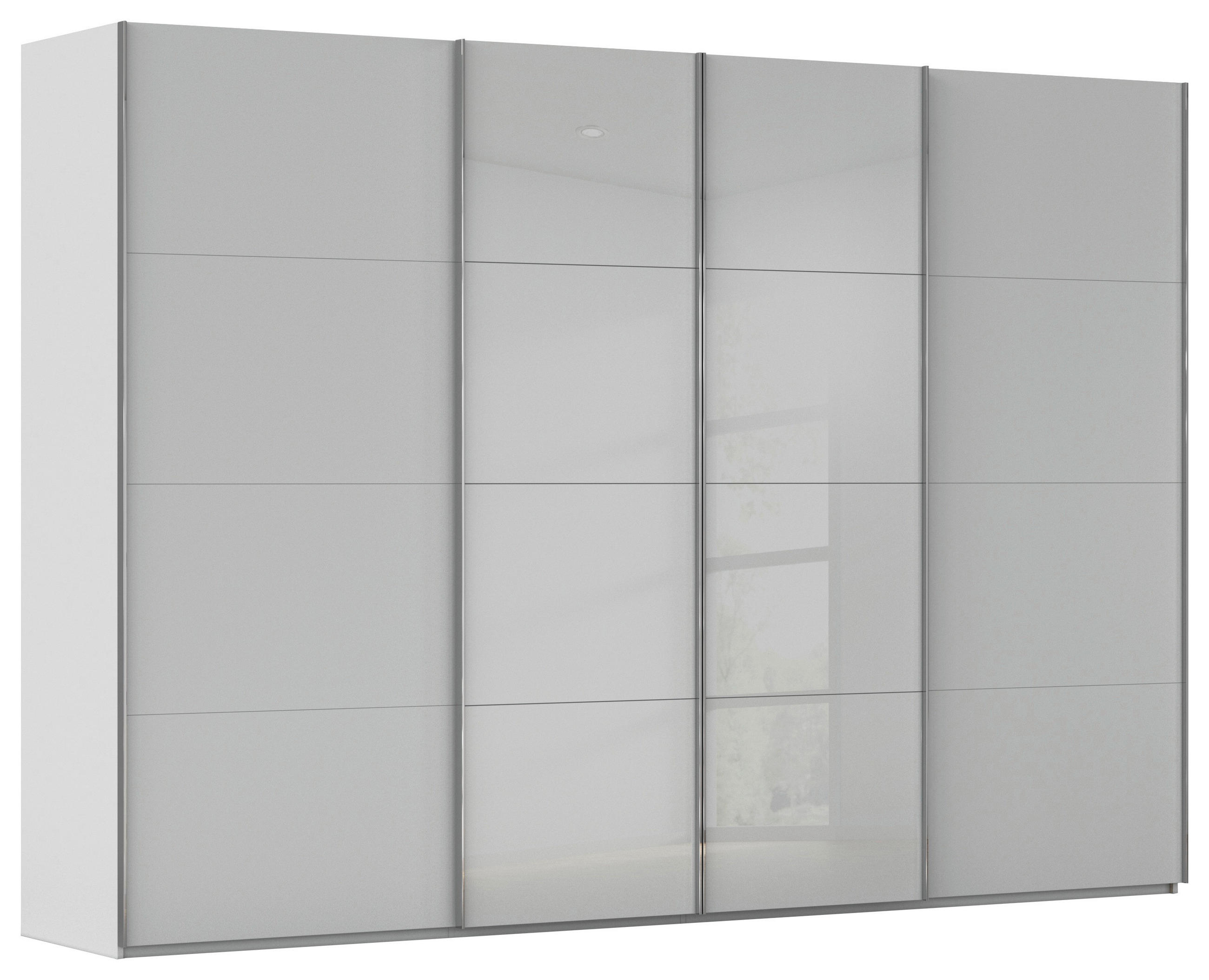 SCHWEBETÜRENSCHRANK 316/223/68 cm 4-türig Grau  - Chromfarben/Grau, KONVENTIONELL, Glas/Holzwerkstoff (316/223/68cm) - Novel