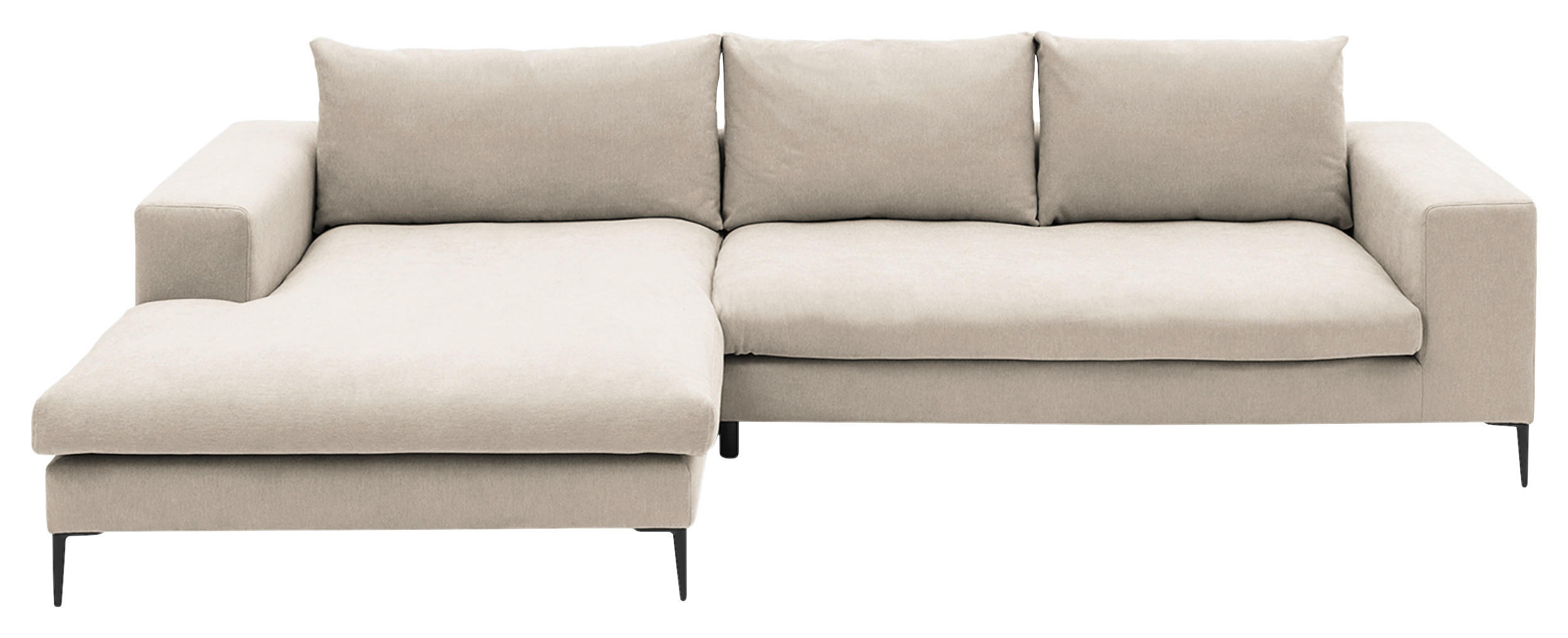 ECKSOFA Beige Webstoff  - Beige/Schwarz, Design, Textil/Metall (170/275cm) - home24