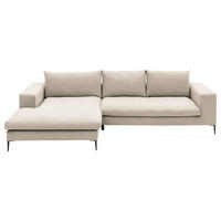 ECKSOFA in Webstoff Beige  - Beige/Schwarz, Design, Textil/Metall (170/275cm) - Trendmanufaktur