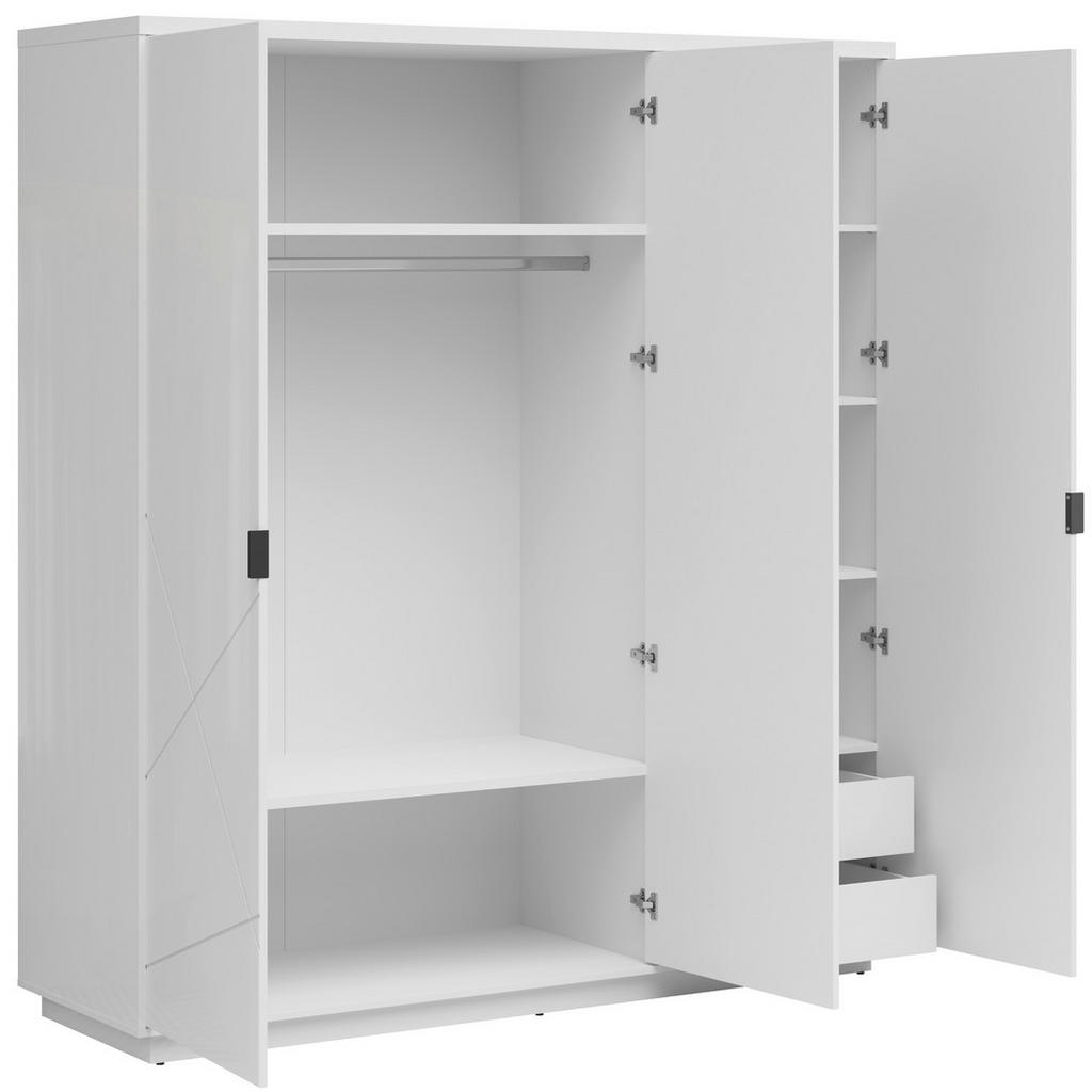 Thumbnail - Mid.you Drehtürenschrank, Weiß, Weiß Hochglanz, Holzwerkstoff, 4 Fächer, 180x200.5x56.5 cm, FSC Mix, Schlafzimmer, Kleid...