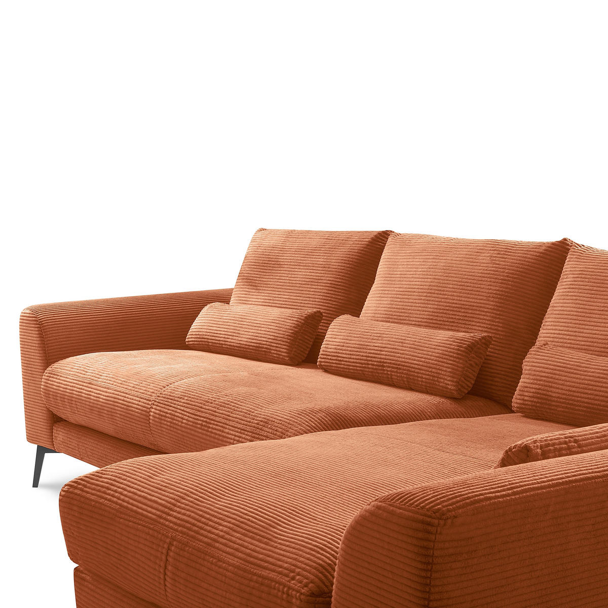 ECKSOFA Kupferfarben Cord Nierenkissen, Rückenkissen  - Schwarz/Kupferfarben, Design, Textil/Metall (313/172cm) - P & B