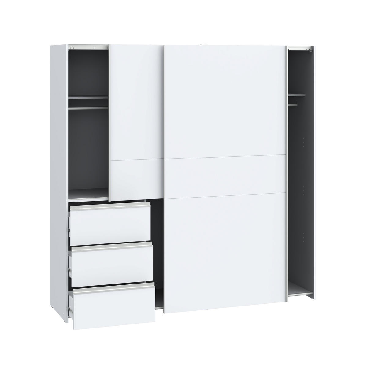 ORMAR S KLIZNIM VRATIMA bijela   - bijela/crna, Konvencionalno, drvni materijal/metal (170/200/61,0cm) - Carryhome