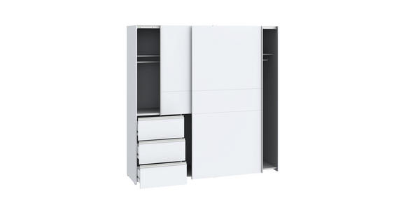 SCHWEBETÜRENSCHRANK  in Weiß  - Alufarben/Weiß, KONVENTIONELL, Holzwerkstoff/Metall (170/200/61cm) - Carryhome