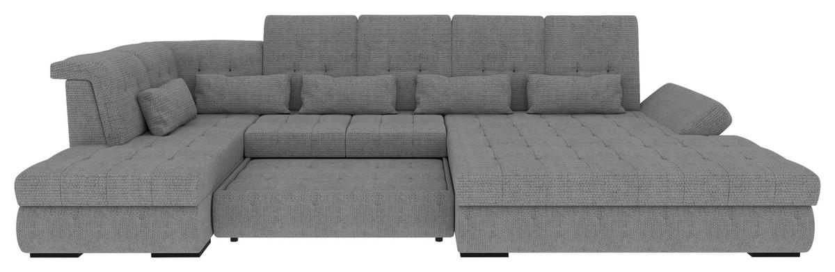 WOHNLANDSCHAFT Grau Struktur  - Schwarz/Grau, KONVENTIONELL, Kunststoff/Textil (222/358/212cm) - Carryhome