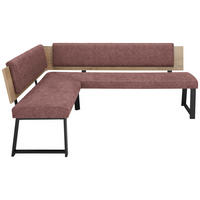 ECKBANK in Metall, Textil, Holzwerkstoff Altrosa  - Schwarz/Altrosa, Modern, Holzwerkstoff/Textil (170/190cm) - Venda