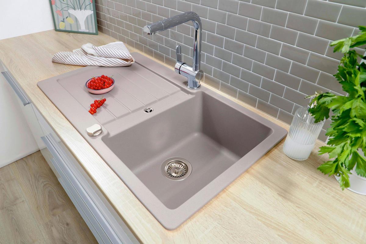 SPÜLE AUSTIN86X50G  - Grau, Design, Stein (86/21/50cm) - Respekta
