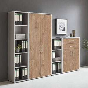 AKTENSCHRANK Grau, Eichefarben  - Eichefarben/Grau, MODERN, Holzwerkstoff (257/185,6/33cm) - MID.YOU