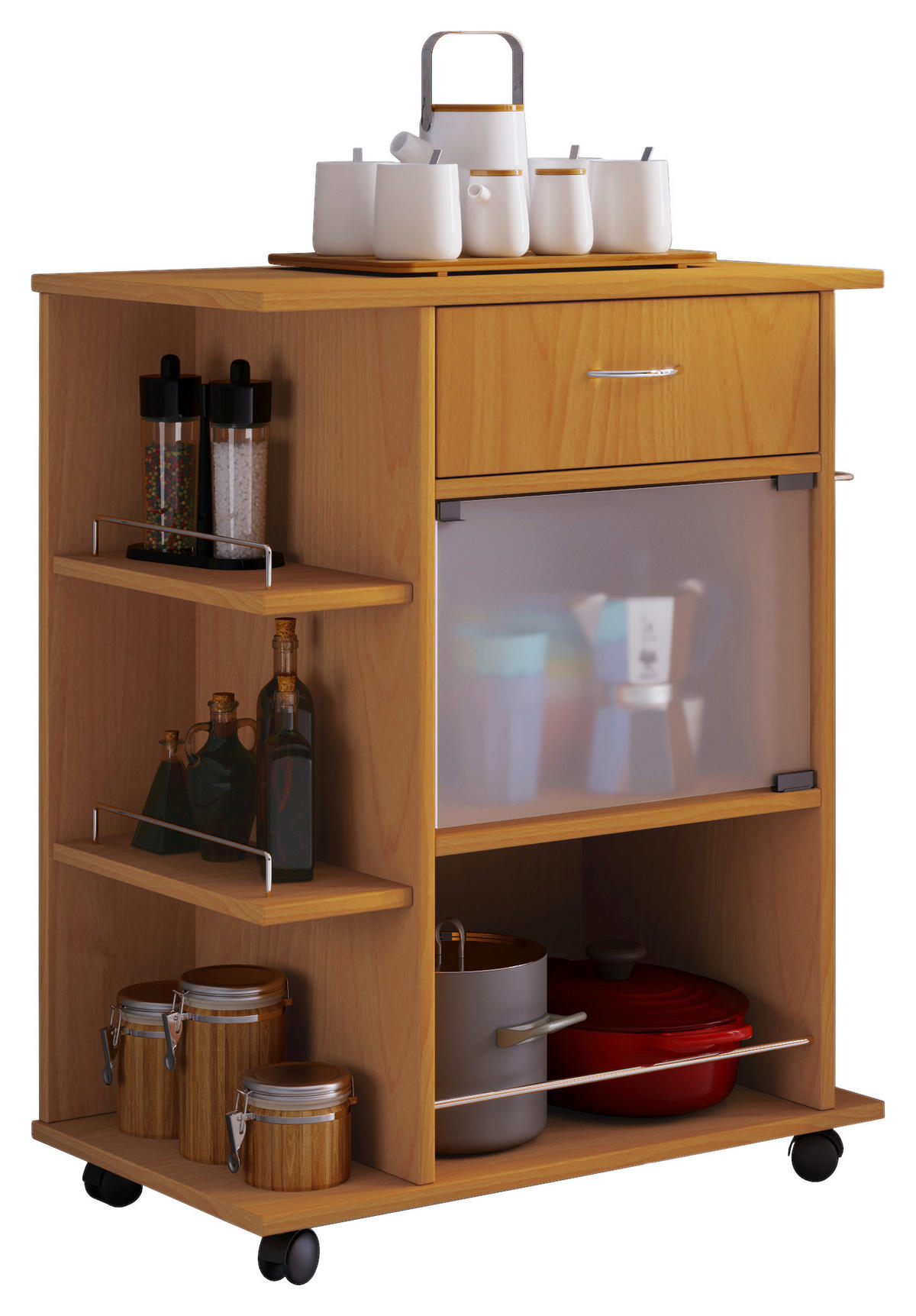 ALLZWECKWAGEN in Buchefarben  - Buchefarben, MODERN, Glas/Holzwerkstoff (65/39/80cm) - MID.YOU
