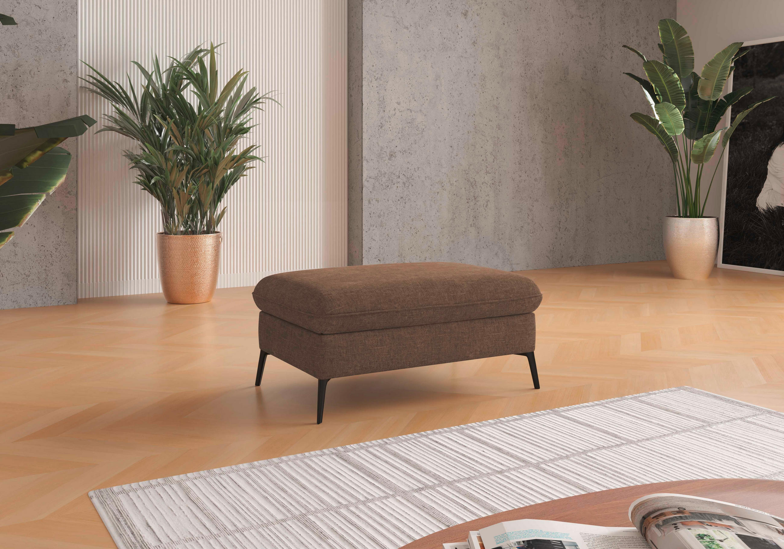 HOCKER in Textil Hellbraun  - Hellbraun/Creme, KONVENTIONELL, Textil/Metall (104/47/69cm) - Sit & More
