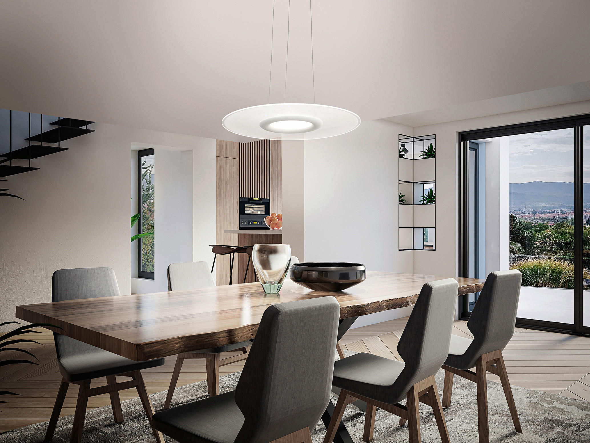 LED-PENDELLEUCHTE 50/200 cm  - Transparent/Weiß, Design, Kunststoff/Metall (50/200cm) - Fabas Luce