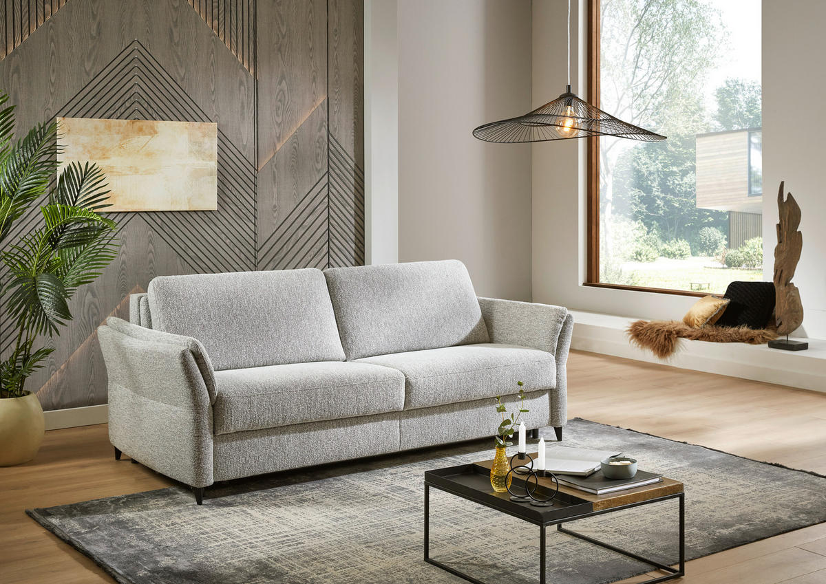 KANAPÉÁGY textil világosszürke  - világosszürke/fekete, Konventionell, textil/fém (222/87/100cm) - Dieter Knoll