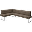 ECKBANK 174/253 cm in Grau, Chromfarben - Chromfarben/Beige, Design, Textil/Metall (174/253cm) - Novel