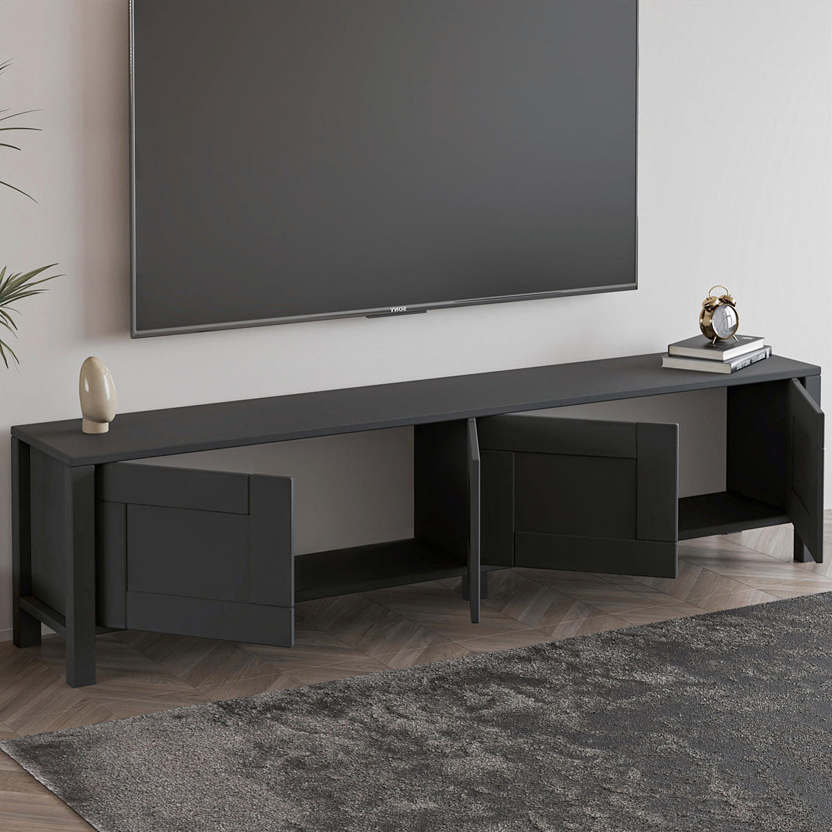 LOWBOARD  in 35/45/160 cm  - Anthrazit, Design, Holzwerkstoff (35/45/160cm) - Livetastic