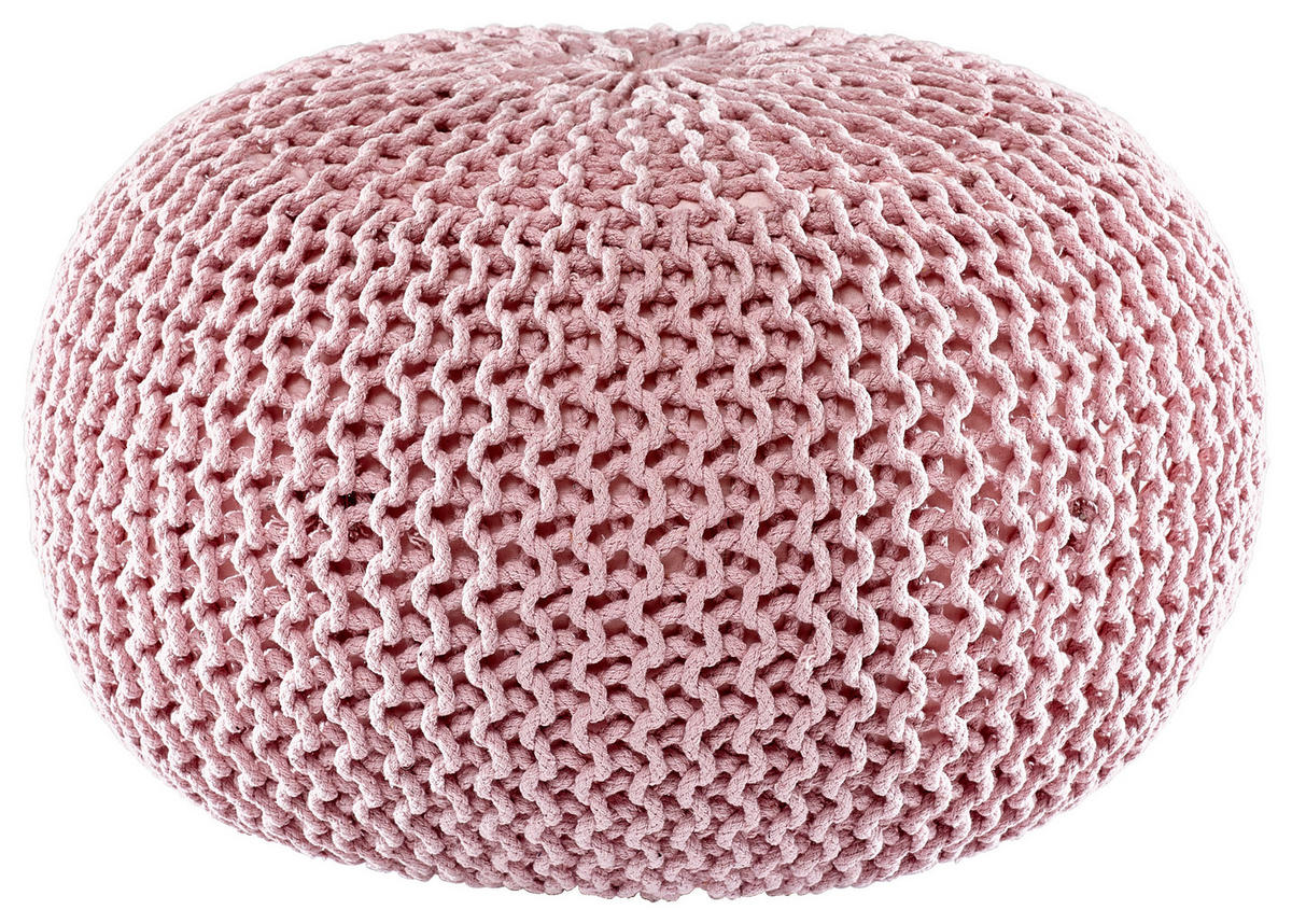 POUF Textilgeflecht Uni Grau 55/55/35 cm  - Rosa/Grau, Trend, Textil (55/55/35cm) - Linea Natura