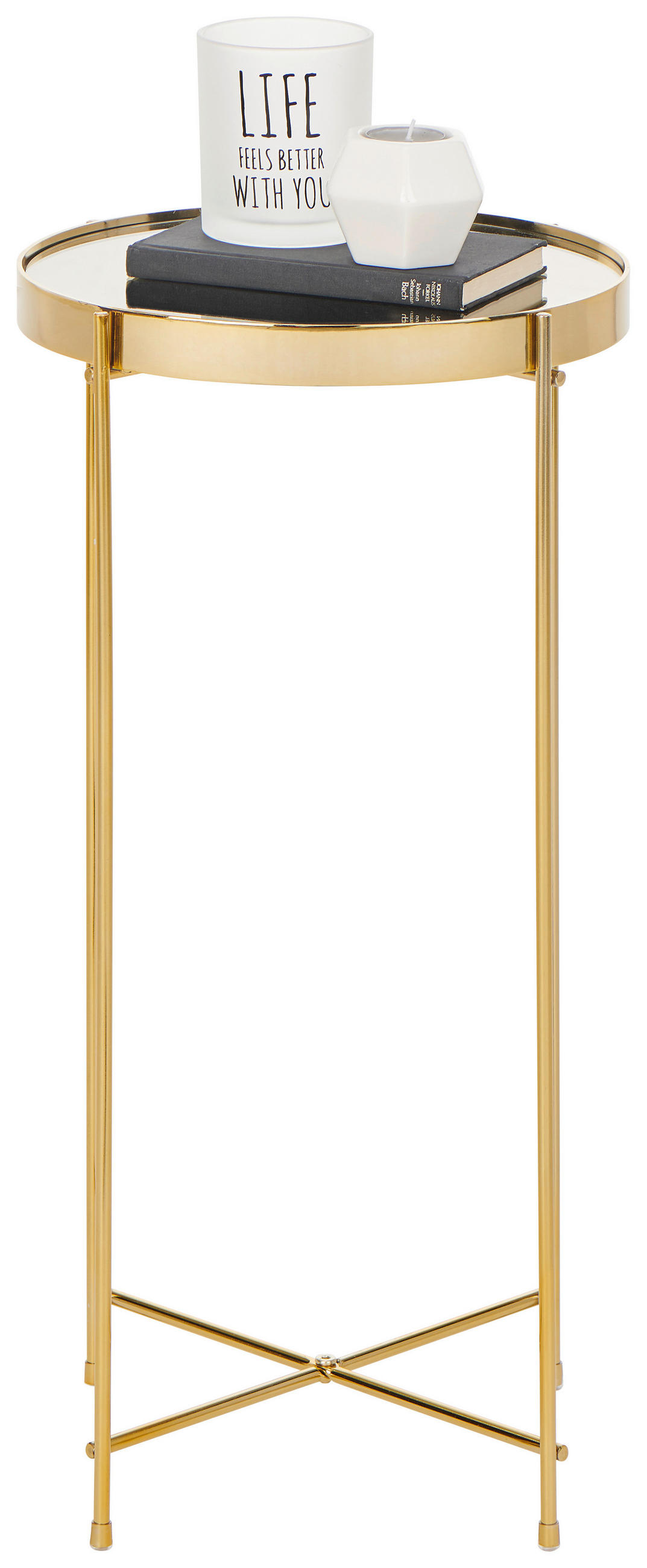 BEISTELLTISCH 32,8/32,8/60,5 cm Goldfarben rund  - Goldfarben, LIFESTYLE, Glas/Metall (32,8/32,8/60,5cm) - Xora