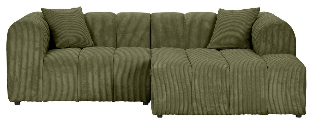 ECKSOFA Dunkelgrün Cord Zierkissen, Rücken echt  - Dunkelgrün/Schwarz, KONVENTIONELL, Kunststoff/Textil (250/162cm) - Carryhome
