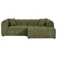 ECKSOFA Dunkelgrün Cord Zierkissen, Rücken echt  - Dunkelgrün/Schwarz, KONVENTIONELL, Kunststoff/Textil (250/162cm) - Carryhome