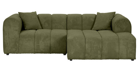 ECKSOFA Dunkelgrün Cord Zierkissen, Rücken echt  - Dunkelgrün/Schwarz, KONVENTIONELL, Kunststoff/Textil (250/162cm) - Carryhome