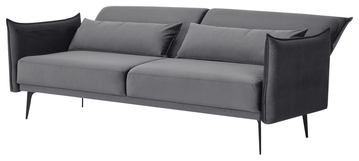 SCHLAFSOFA in Samt Dunkelgrau  - Dunkelgrau, Design, Textil/Metall (207/88/86cm) - Stylife