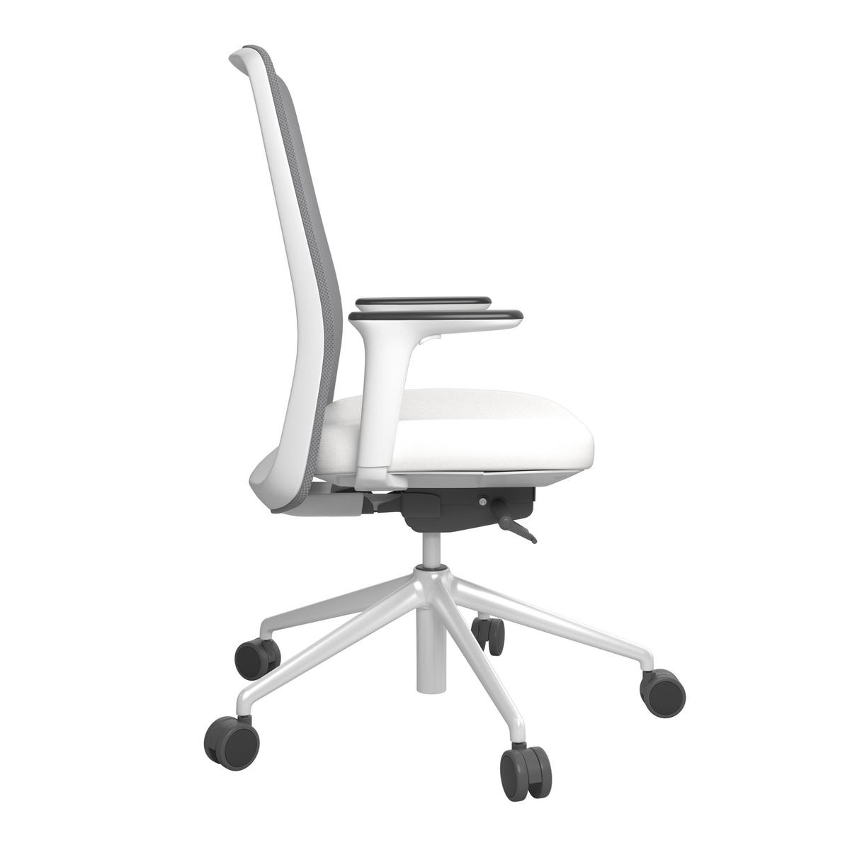 DREHSTUHL Grau, Weiß  - Weiß/Grau, MODERN, Leder/Kunststoff (70/103-115/70cm)