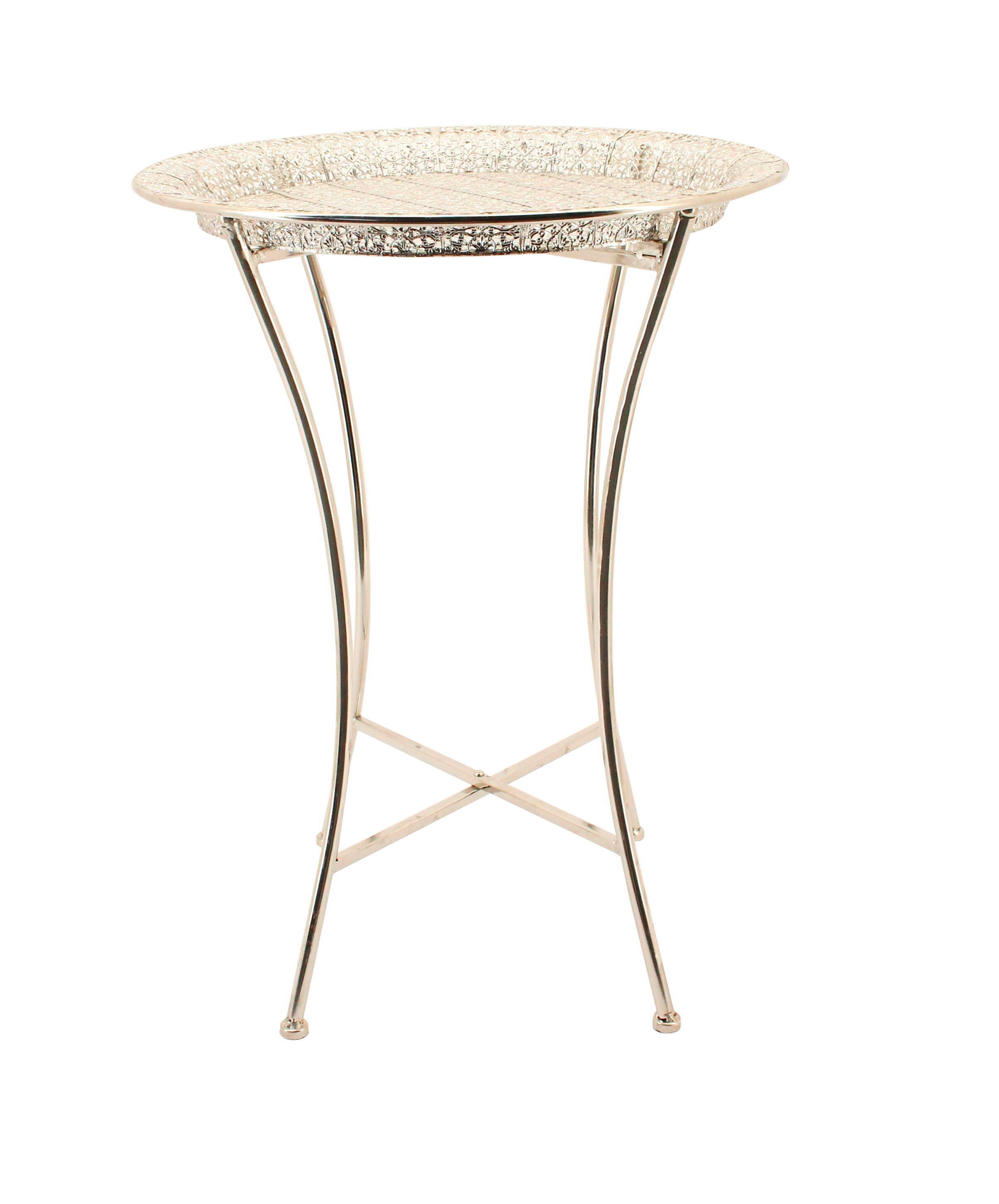 ODKLÁDACÍ STOLEK, barvy stříbra - barvy stříbra, Konvenční, kov (48/64,5cm) - Ambia Home