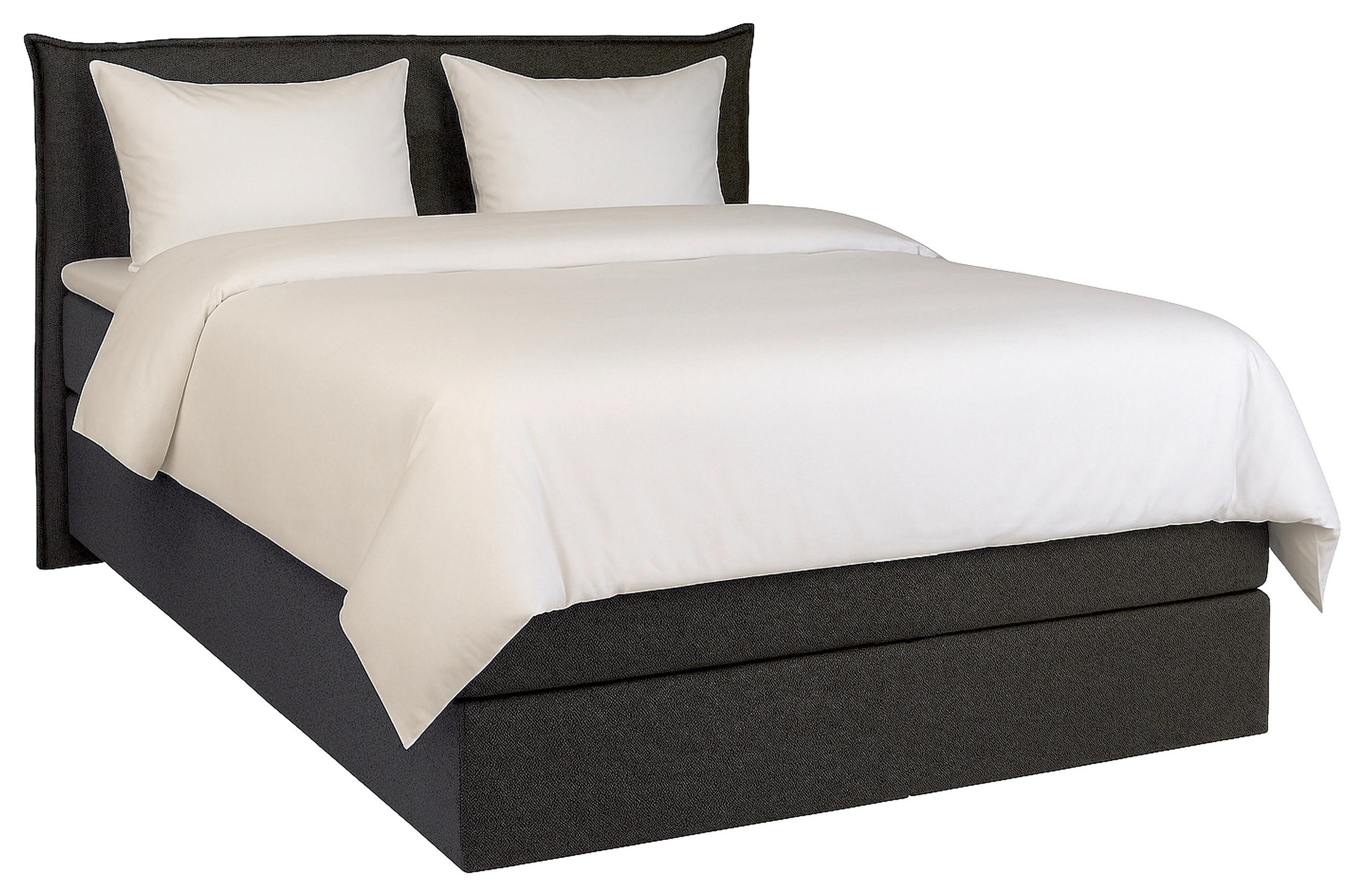 BOXSPRINGBETT 140/200 cm,  in Anthrazit, Matratze, gepolstertes Kopfteil, Topper, H3 + H3 = fest  - Anthrazit/Schwarz, Trend, Textil (140/200cm) - Chameo