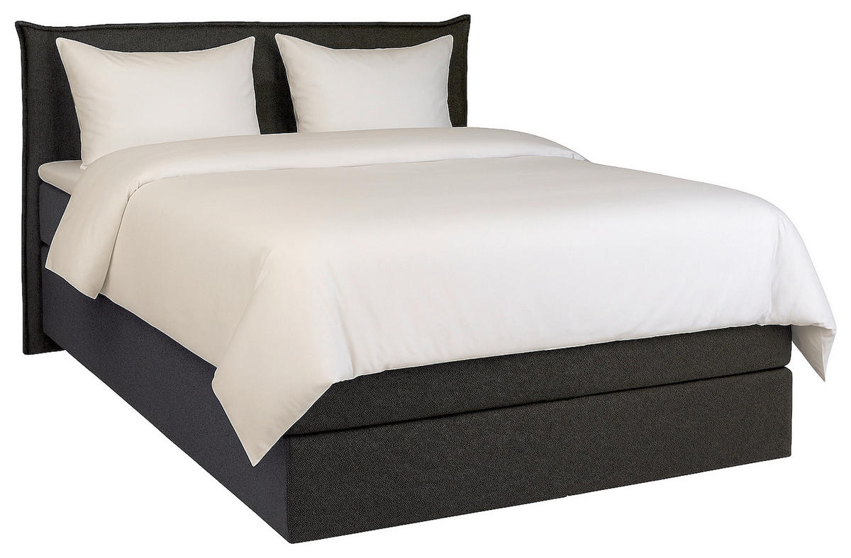 BOXSPRINGBETT 140/200 cm,  in Anthrazit, Matratze, gepolstertes Kopfteil, Topper, H3 + H3 = fest  - Anthrazit/Schwarz, Trend, Textil (140/200cm) - Chameo