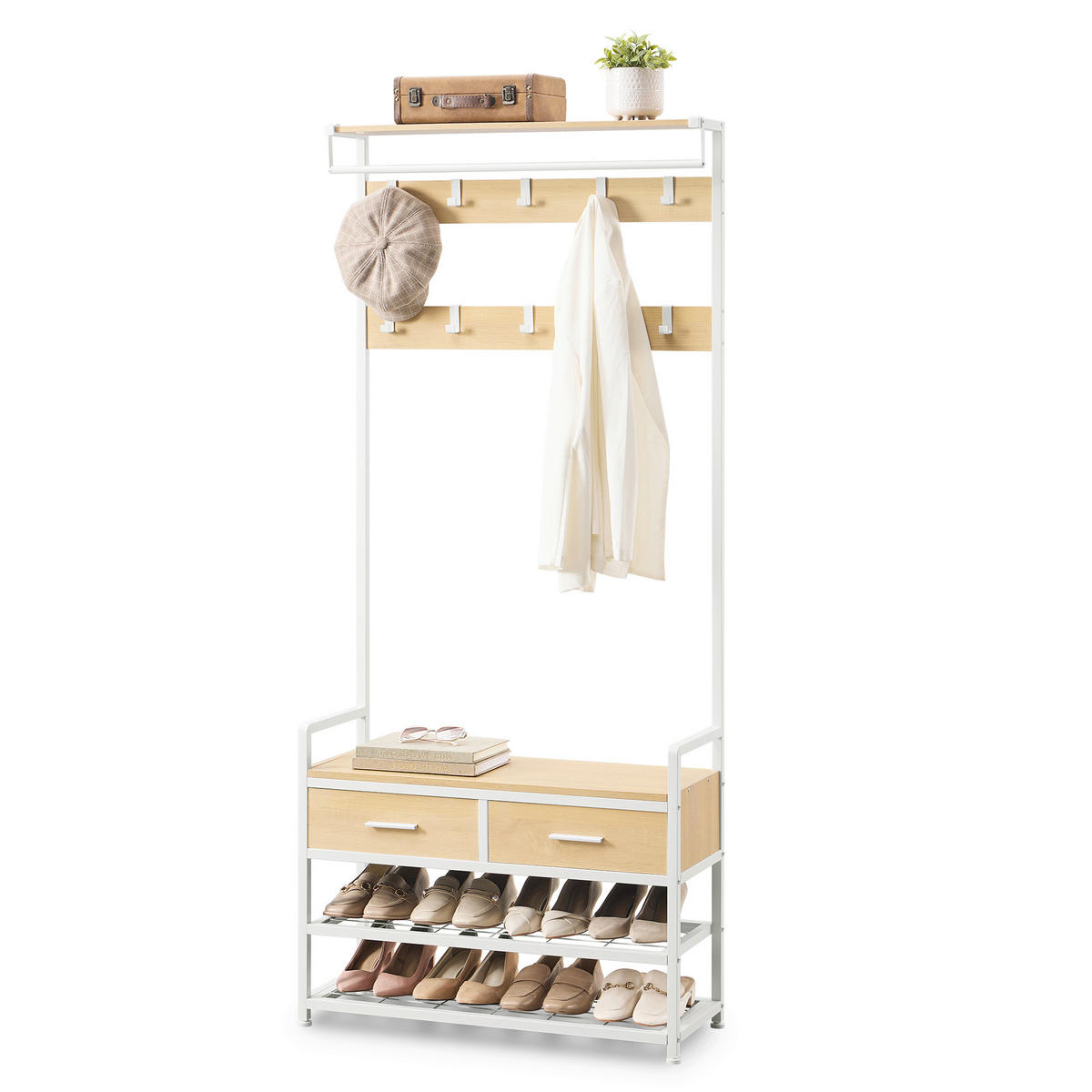 GARDEROBE 4-teilig  in 80,4/181,6/30 cm  - Eichefarben/Weiß, Trend, Holzwerkstoff/Metall (80,4/181,6/30cm) - Boxxx