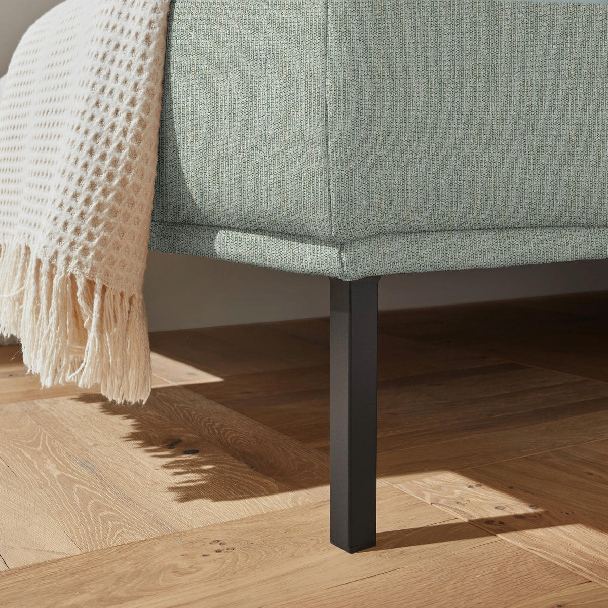 ECKSOFA  in Flachgewebe Platinfarben  270/308 cm  - Platinfarben/Schwarz, Design, Textil/Metall (270/308cm) - Pure Home Lifestyle