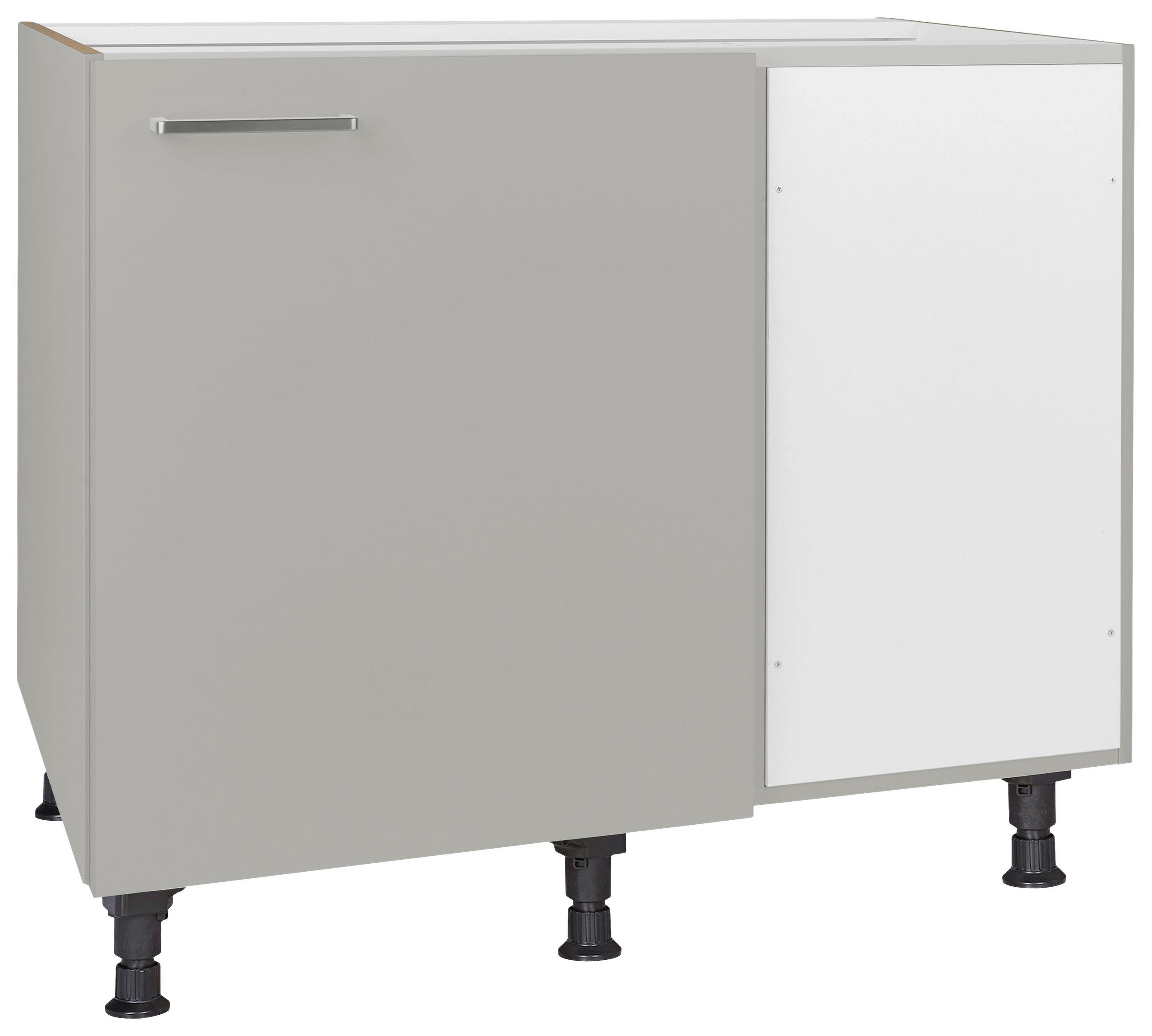 ECKUNTERSCHRANK 125/87/65 cm  - Edelstahlfarben/Grau, MODERN, Holzwerkstoff/Metall (125/87/65cm) - Nobilia