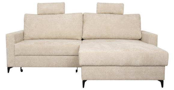 ECKSOFA Creme Struktur - Creme/Schwarz, KONVENTIONELL, Textil/Metall (230/164cm) - Carryhome
